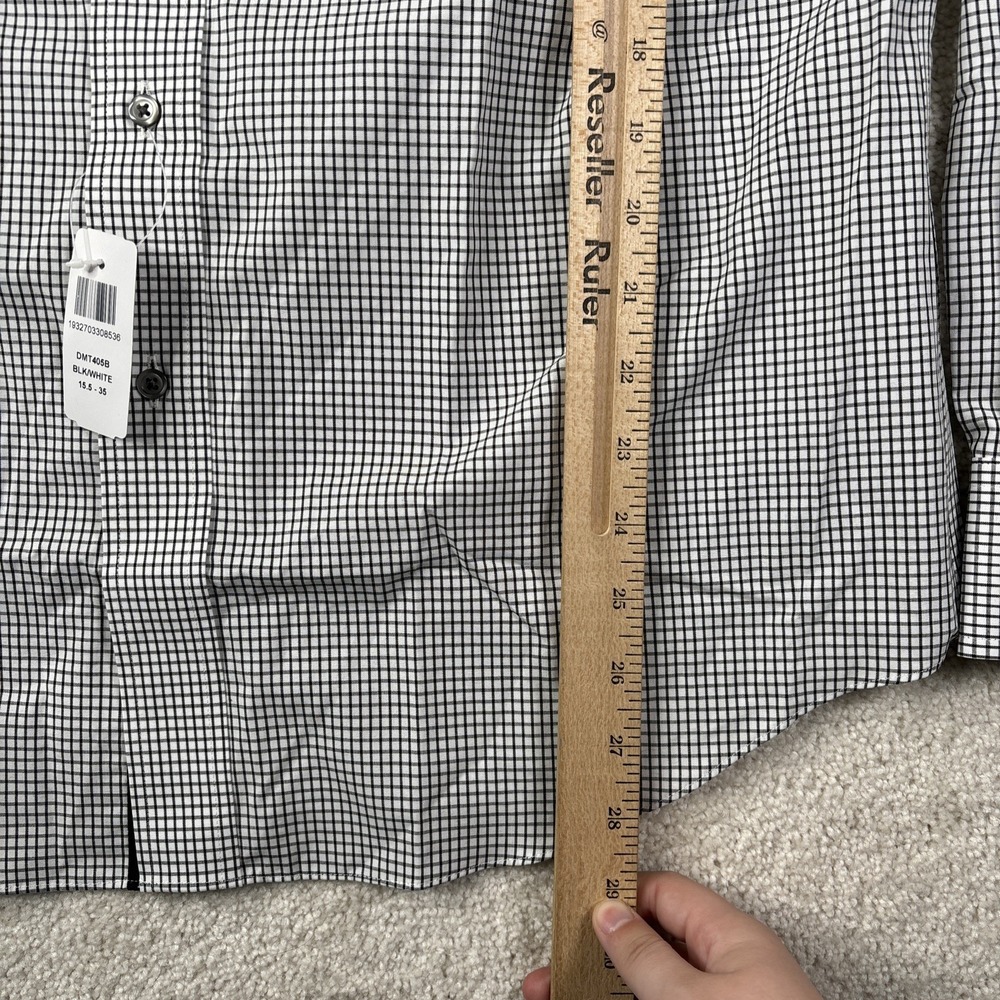 Paul Fredrick Tailored Fit Button Down Shirt Mens 15.5x35 Non Iron Gingham Black - Picture 4 of 8